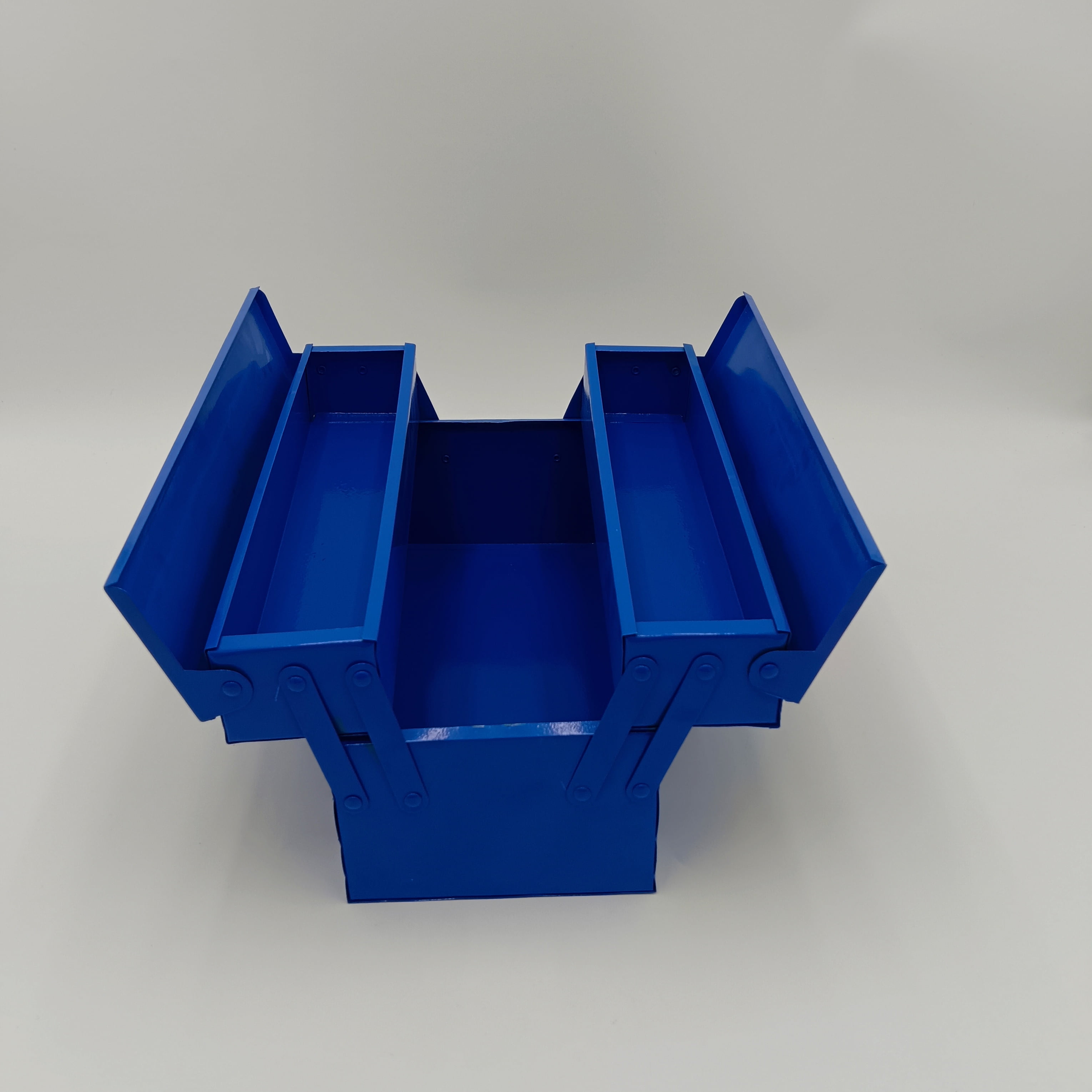 ELNMBJES Tool boxes of metal, empty Portable 3-Tier Metal Tool Box with Removable Tray, Blue