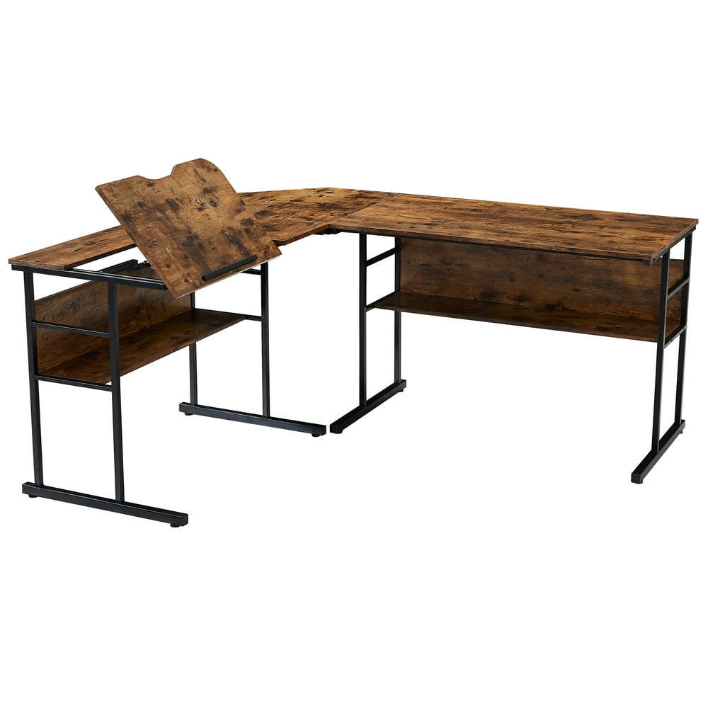 Corner Computer Desk Study Writing Workstation Drafting Table with
