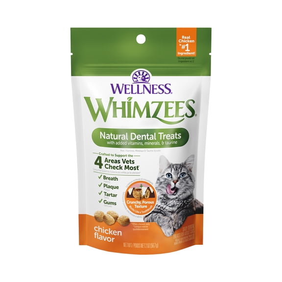 Wellness WHIMZEES Cat Dental Treats, Freshens Breath, Chicken Flavor, 2 oz Bag