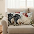 thumbnail image 2 of White Retro Rooster Outdoor Waterproof Pillow Covers, Spring Floral Pastoral Rooster Decorative Rectangle Throw Pillowcase Sofa Cushion Sham for Patio/Couch/Chair, 20"x12" 2 Pack, 2 of 8