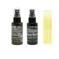 Ranger Distress Spray 2 Pack Scorched Timber Bundle - Distress Oxide Spray and Distress Spray Stain in Scorched Timber - with Trebbies Detail Sticks