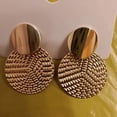 thumbnail image 3 of Dainty Chic Gold Color Hammered Finish Drop Earrings Fashion Statement Jewelry for Women, 3 of 10