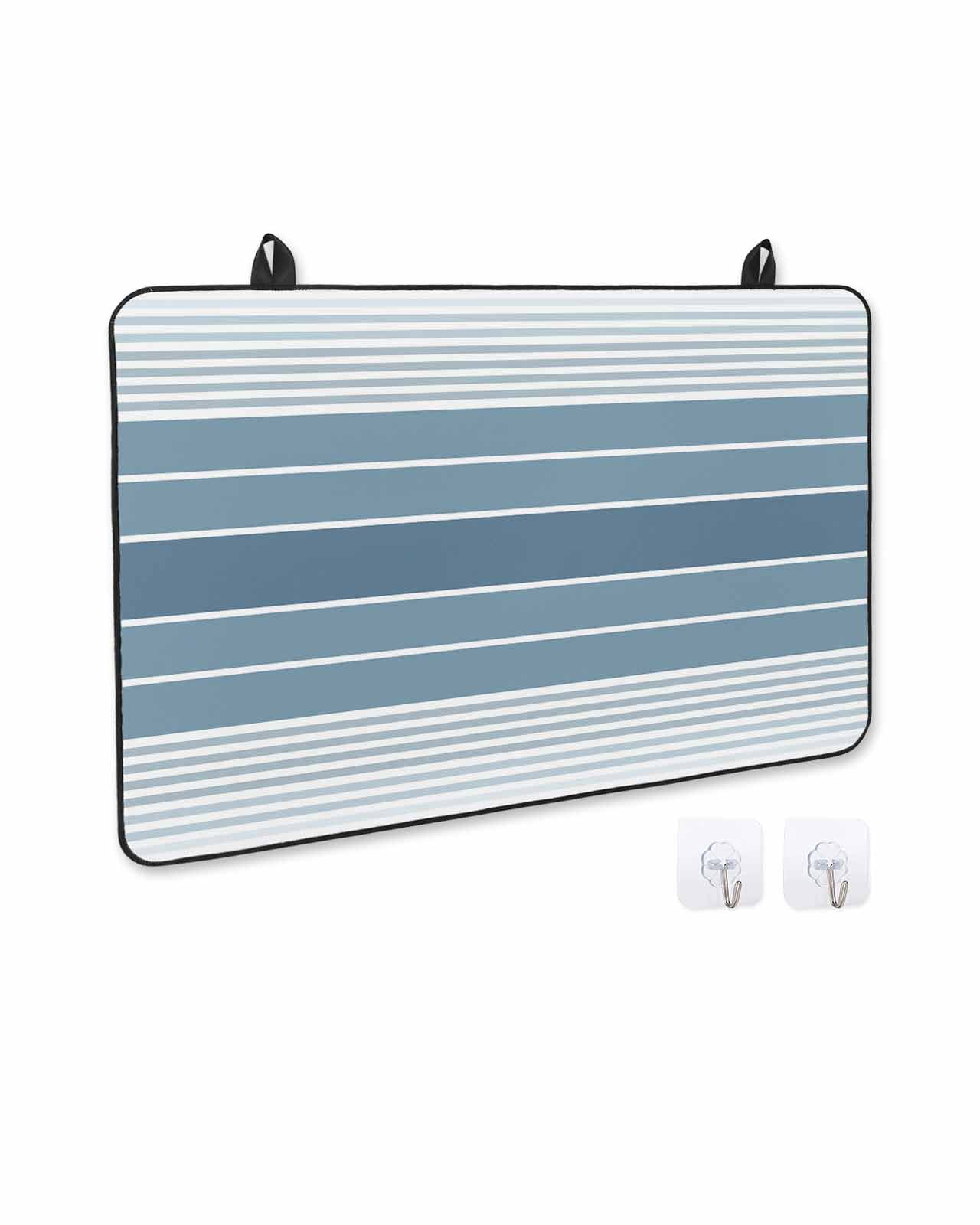 nqOlkjepod Large Induction Cooktop Protector Mat 24"x21", Blue Ombre Stripe Stove Top Covers for Electric Stove, Farmhouse Striped Gradient Decorative Stove Burner Cover Mats, Glass Top Stove Cover