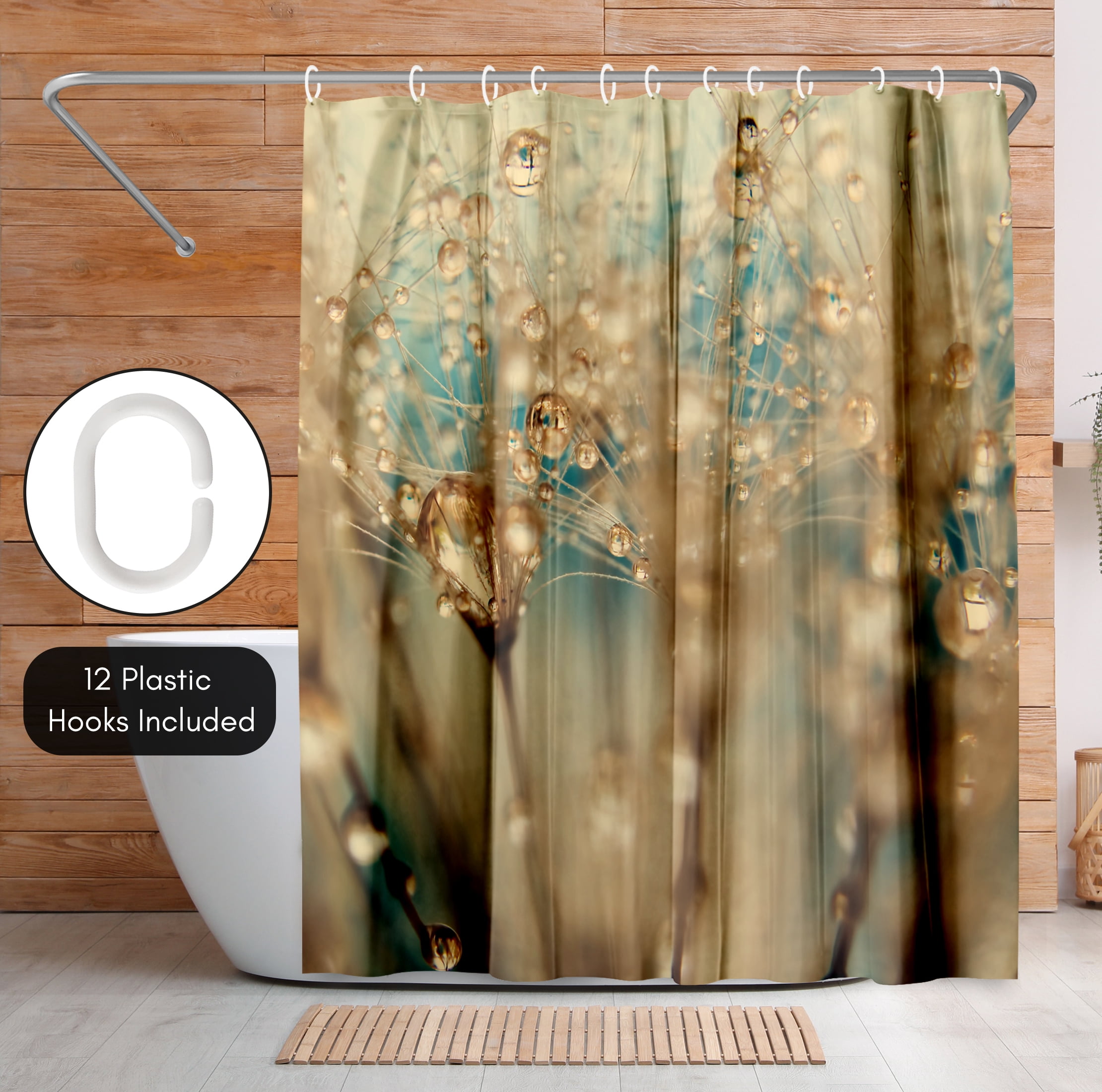Americanflat 71" x 74" Shower Curtain, Droplets Of Gold by Ingrid Beddoes