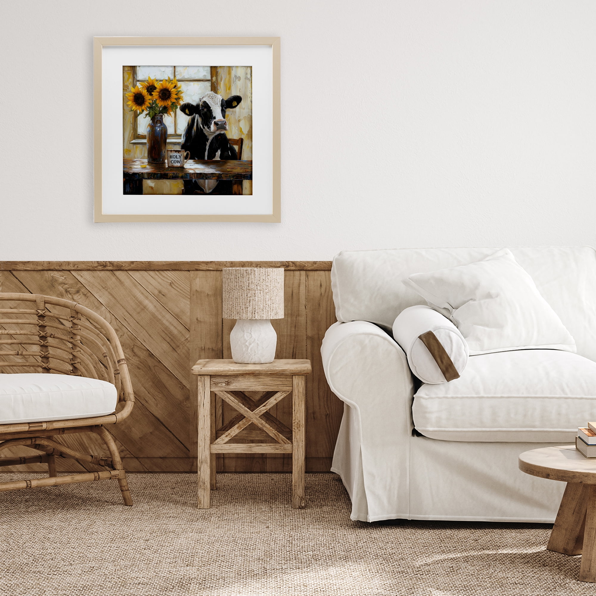 Stupell Industries Holy Cow Rustic Farm Table Birch Framed Print Under Glass, design by Tina LeCour