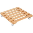 thumbnail image 2 of Bamboo With Roller Mobile Flower Plate Base Mat-Bamboo Movable Potted Plant Flower Shelf Storage Rack Tray with Wheels for Outdoor Patio Garden, 2 of 7