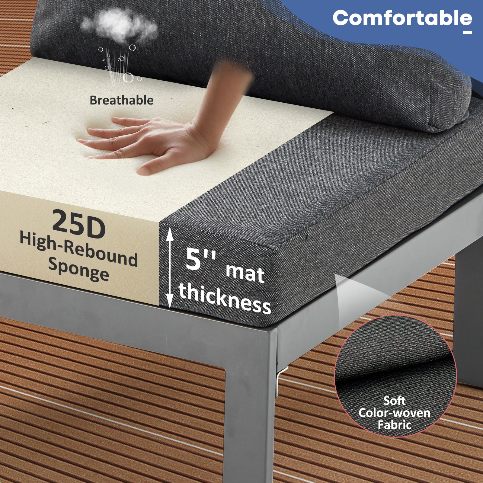 Suvivityse 7-Pcs Aluminum Patio Furniture Set Adjustable Corner Sofa with coffee table Outdoor Luxury Conversation Sofa Set