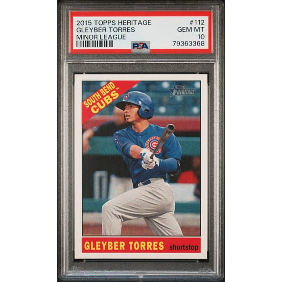 Graded 2015 Topps Heritage Gleyber Torres #112 Minor League Rookie RC Baseball Card PSA 10 Gem Mint