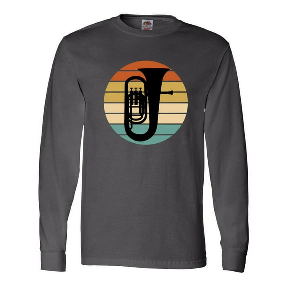 Inktastic Tuba Music Retro Sunset Silhouette Long Sleeve T-Shirt
