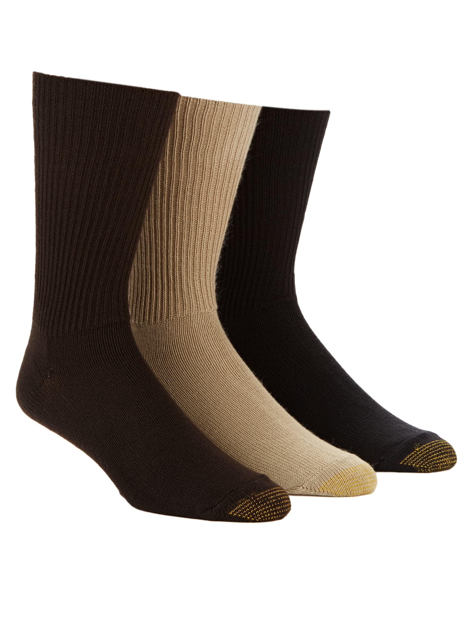 12 PAIRS 4 PK , Black Gold Toe Mens Fluffies Casual Sock