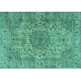 thumbnail image 1 of Ahgly Company Machine Washable Indoor Rectangle Persian Turquoise Blue Traditional Area Rugs, 5' x 8', 1 of 4