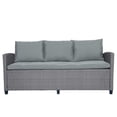 thumbnail image 5 of 6-Piece Outdoor Rattan Wicker Set Patio Garden Backyard Sofa, Chair, Stools and Table (Gray), 5 of 11