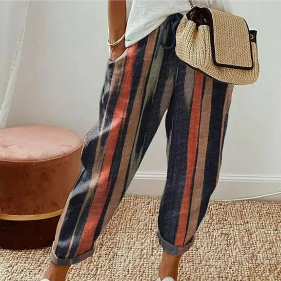 Homenesgenics Womens Pants Clearance under $5 Summer Women's Fashion Printed Straight Casual Pants
