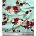 thumbnail image 1 of Soimoi Green polyester Crepe Fabric Ranunculus & Penoy Floral Print Print Fabric By the Yard 52 Inch Wide, 1 of 3