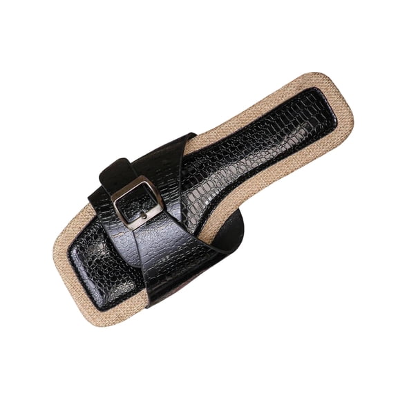 HBGVBA Womens Beach Slippers Leather Belt Buckle Comfortable Flat Sole Plus Size Summer Casual Versatile Shoes 43
