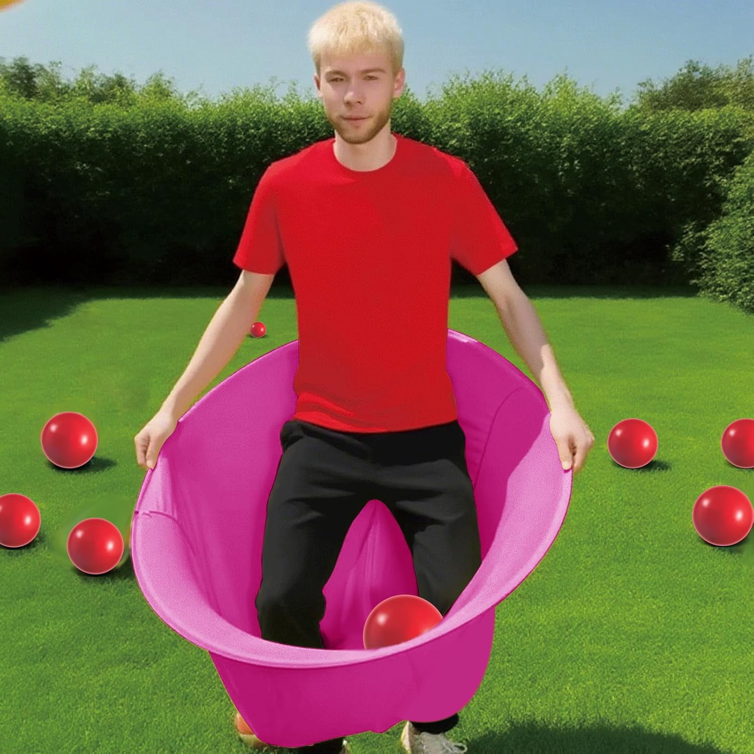 Granny Pants Yard Game Set - Giant Outdoor Party Game with 8 Bouncy Balls and Pump，Fun Family Reunion & Adult Yard Games for Groups