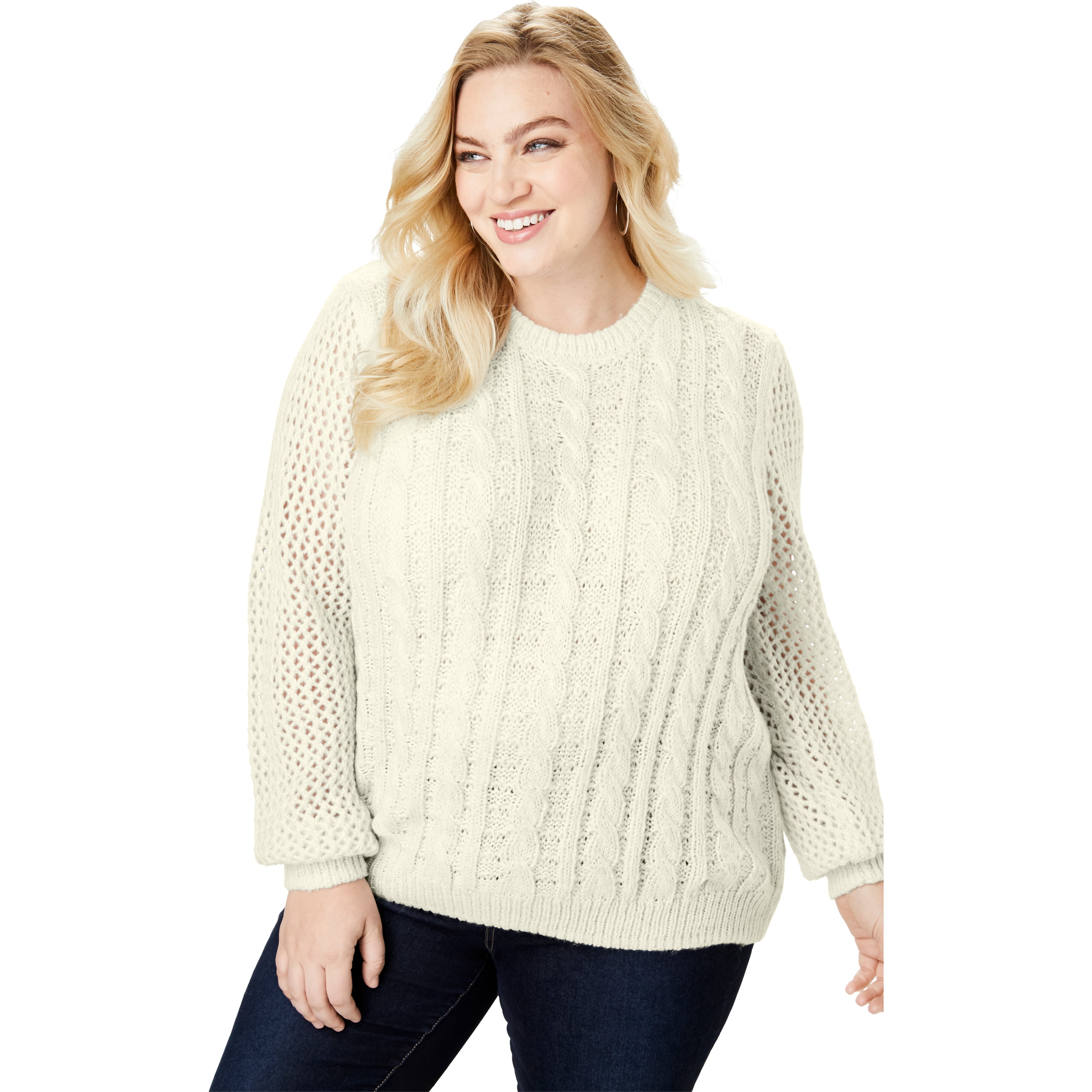 women's plus size cable knit sweater