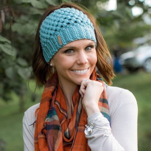 Bun Ponytail Hat Knit Winter Cap Hole 