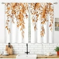 thumbnail image 3 of Orange Eucalyptus Botanical Leaves Floral Kitchen Window Curtains Over Sink Farmhouse Flower Fall Small Window Treatment Cafe Short Curtains for Bathroom Treatment Tier Drapes 26x36 inch, 3 of 6