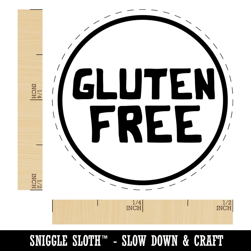 Gluten Free Self-Inking Rubber Stamp Ink Stamper - Blue Ink - Mini 1/2 Inch