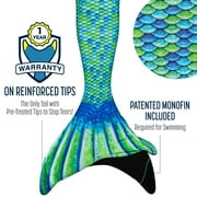 Fin Fun Mermaidens - Mermaid Swimming Tails with Monofin for Adults, Adult L Size, Aussie Green, 2 Pcs