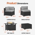 thumbnail image 6 of Dateyes 8-Piece Patio Furniture Set with Fire Pit, All-Weather Wicker Rattan Outdoor Sectional Sofa Set with Coffee Table (Light Gray), 6 of 9