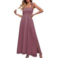 thumbnail image 1 of B91xZ Robe Décontractée Ample pour Femmes Grande Taille Col Montant Sans Manches Taille Haute Robe Décontractée à Volants, Rouge m, 1 of 5