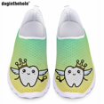 thumbnail image 1 of Doginthehole - Zapatos de enfermera informales a la moda para mujer, nuevos, ligeros, cómodos, de malla transpirable, zapatos planos con estampado de dientes de dibujos animados, 1 of 5