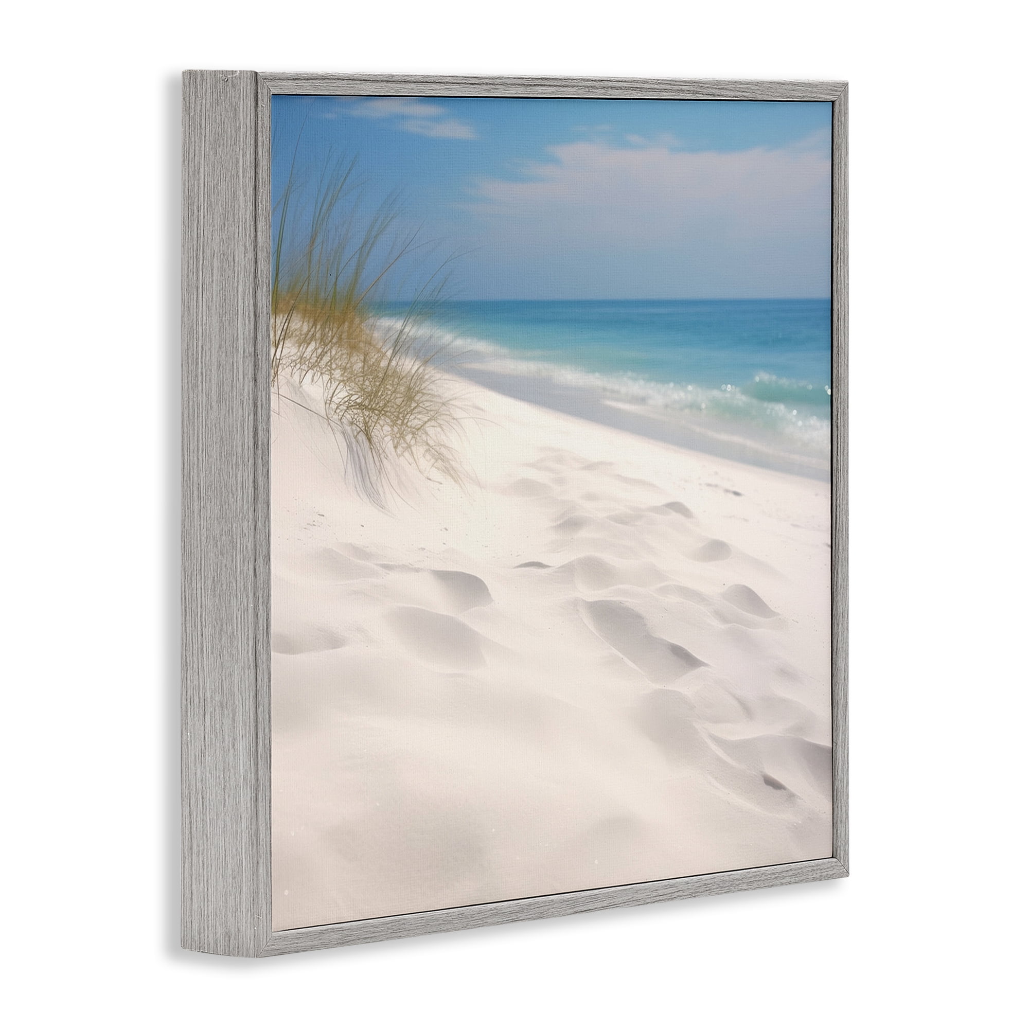 Stupell Industries Seabreeze Sandy Footprints Landscape Photography Gray Framed Art Print Wall Art, 12 x 12