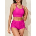 thumbnail image 3 of SHEWIN Women's Bikini Sets Two Pieces Bathing Suits Criss Cross Top Swimsuits High Waisted Drawstring Boyshorts, 3 of 9