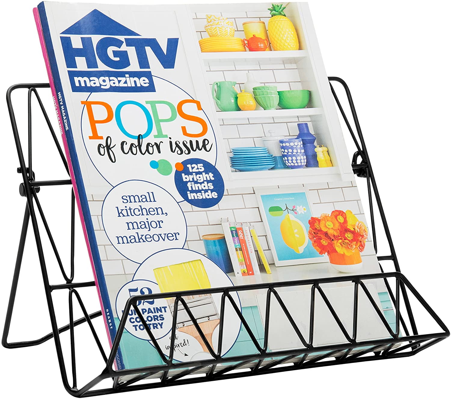 MyGift Black Metal Cookbook Holder, Modern Recipe Book & Tablet Stand