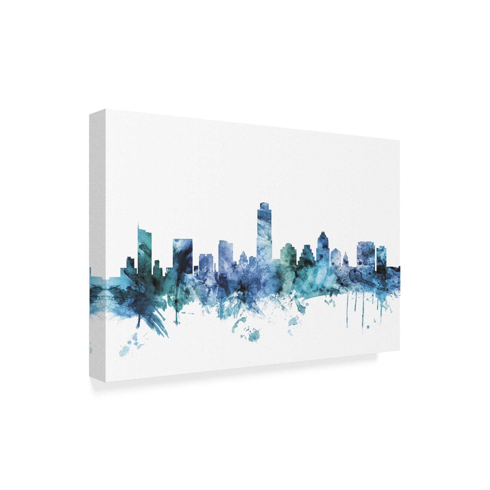 Trademark Fine Art 'Austin Texas Blue Teal Skyline' Canvas Art by Michael Tompsett