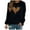 Black, variant on Women's Valentine's Day Sweatshirts Fashion Print Sweat Shirt Round Neck Long Sleeve Blouses Pullover Casual Shirts Top