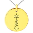 thumbnail image 3 of Stainless Steel Sacred Lotus Unalome Engraved Small Medallion Circle Charm Pendant Necklace, 3 of 4