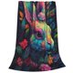 thumbnail image 2 of Balery Colorful Patterned Rabbit Manta de Felpa Suave y Acogedora – Cobija de Franela Aterciopelada para Cama, Lavable y Cálida para Sofá, Mascotas, Transpirable-80"x60", 2 of 7
