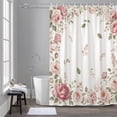 thumbnail image 6 of Bedliving Shower Curtain Set with 12 Hooks, Pink Roses and Peonies Border Waterproof Fabric, 72" x 72", 6 of 10