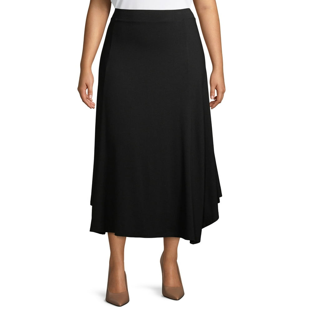Terra & Sky - Terra & Sky Women's Plus Size Solid Pull on Midi Skirt ...