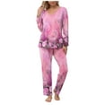 thumbnail image 3 of yievot Women 2 Piece Lounge Pajamas Sets Casual Long Sleeve Top Pants Matching Set 2024 Fall Outfits Clothes Sleepwear, 3 of 6