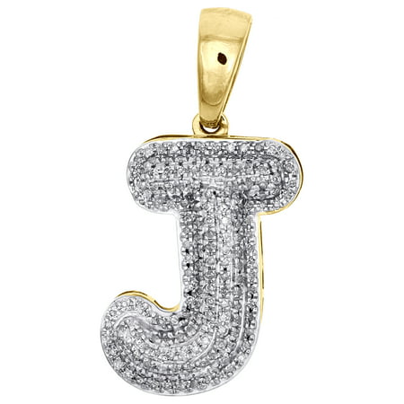 JFL Diamond Jewelry - 10K Yellow Gold Diamond Initial J Pendant 1.25 ...