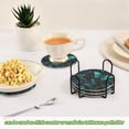 thumbnail image 4 of 6 Pcs Drink Coasters with Holder 3.94in Woven Coasters for Drinks Blue-green Butterfly Pattern Coaster Set for Protection Table, 4 of 7