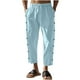 thumbnail image 2 of Pantalones largos para hombre, informales, de vacaciones, con bolsillo, cordón, color liso, cintura elástica, pantalones cortos para hombre, 2 of 4