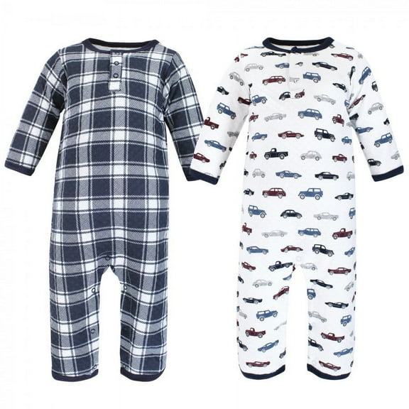 Hudson Baby Infant Boy Premium Quilted Coveralls, Cars, 0-3 Months