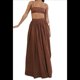 thumbnail image 2 of Conjunto de 2 Piezas para Mujer, Sin Mangas, con Tirantes, Corte A, Falda Maxi, Informal, Plisada, Estilo , Estilo Bohemio, con Bolsillo. Marrón L, 2 of 9