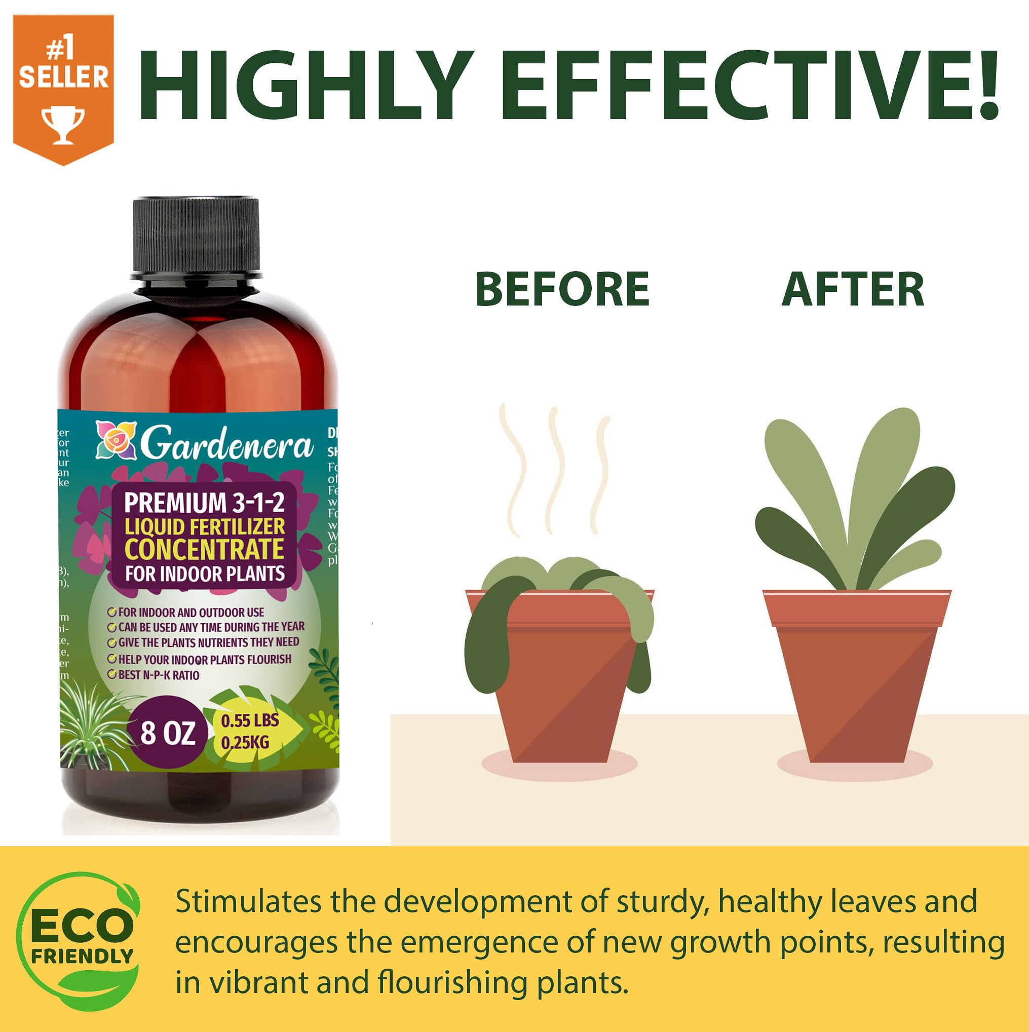 Premium Liquid CITRUS TREE Plant Fertilizer - 3-1-2 Concentrate for Indoor Plants and Flowers by Gardenera Labs | Organic Plant Food for CITRUS TREES - 32oz