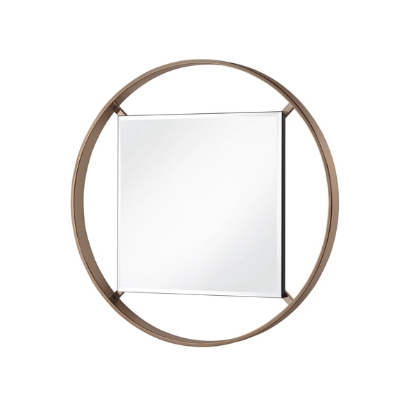 Furniture of America Norman Contemporary 5mm Round Beveled Wall Mirror, Champagne