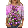 thumbnail image 2 of Holiday Gifts! Titcea Christmas Shirts for Women 3/4 Sleeve Round Neck Fashion Christmas Print Pullover Sweaters 2024 Loose Comfortable Casual Tops, 2 of 5