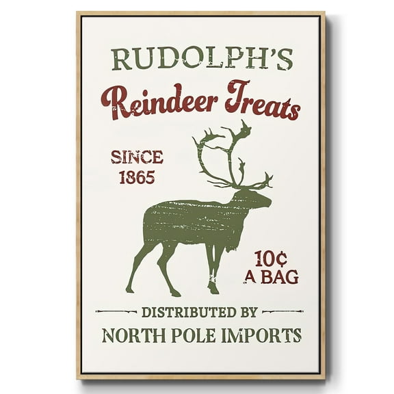 Christmas Farm Sign Collection B - Framed Gallery Wrapped Holiday Canvas - 17 x 25 - Natural Wood Frame