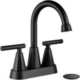thumbnail image 1 of Grifo de baño Cobbe con 3 orificios y 4 pulgadas, juego de centro de mesa, color negro medianoche, 1 of 8