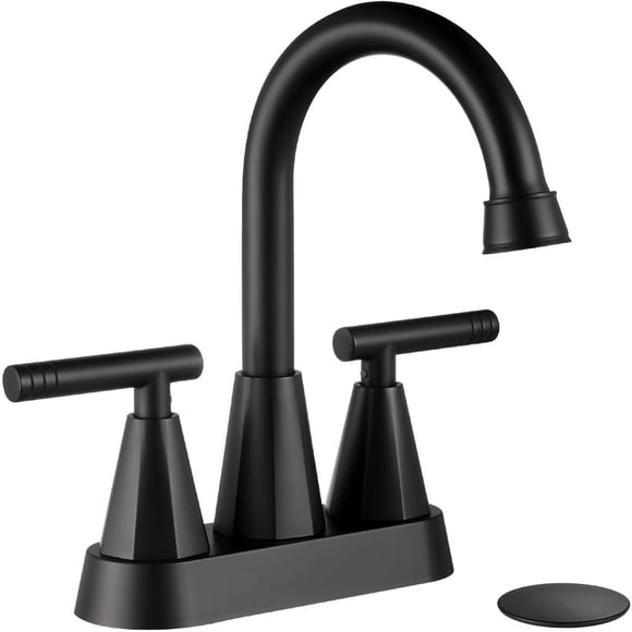 Grifo de baño Cobbe con 3 orificios y 4 pulgadas, juego de centro de mesa, color negro medianoche
