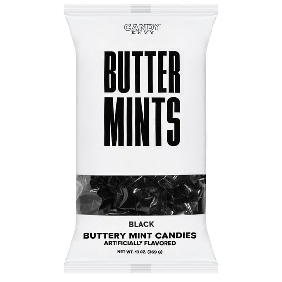Candy Envy Black Buttermints, 13 oz. Bag, Individually-Wrapped Mints